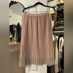 MANGO Metallic Glitter Pleated Skirt